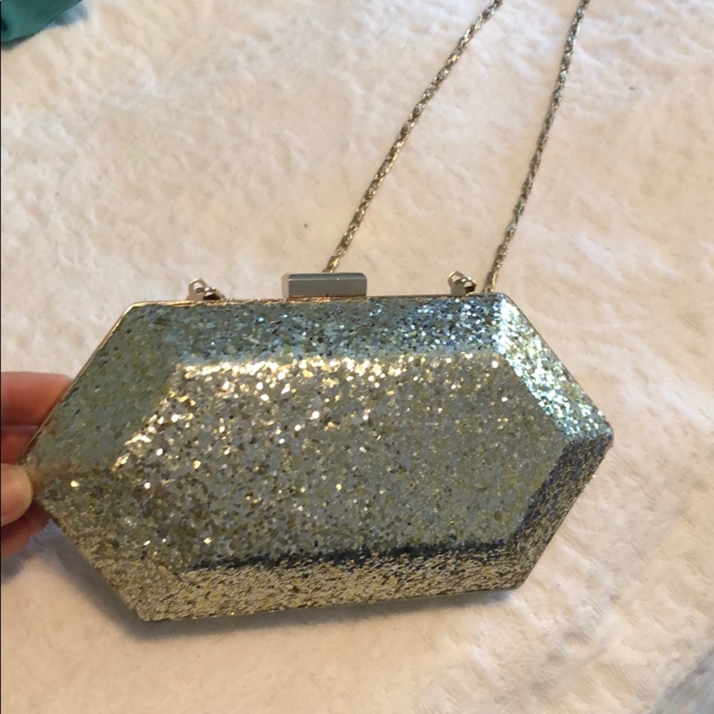 Gold glitter evening bag